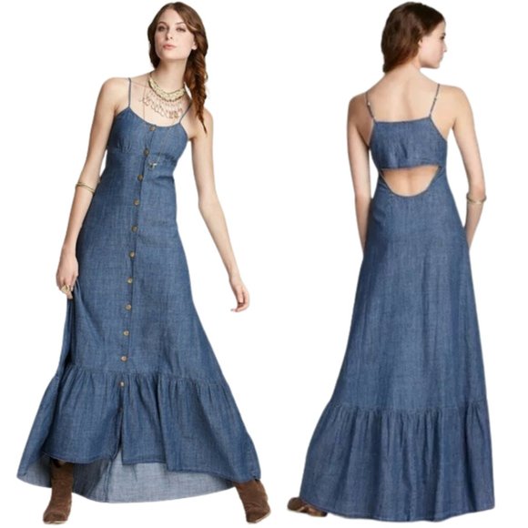 Free People Dresses & Skirts - Free People | Chambray Prairie Denim Maxi Dress